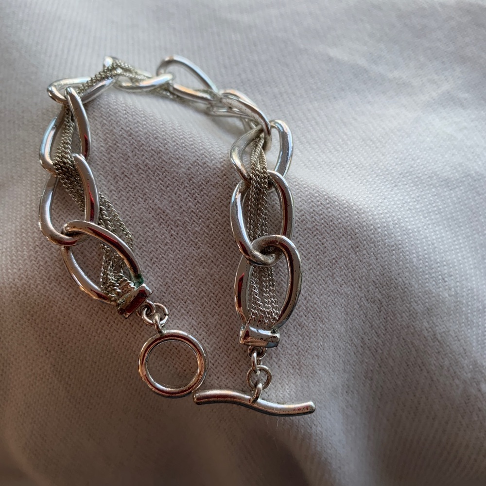 Toggle bracelet.  fashion Large links with chains.